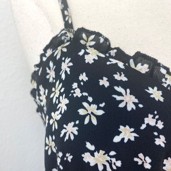 Bailey Blue Mini Dress Large Babydoll Layered Ruffle Flounce Boho Gypsy Milkmaid - Picture 3 of 11